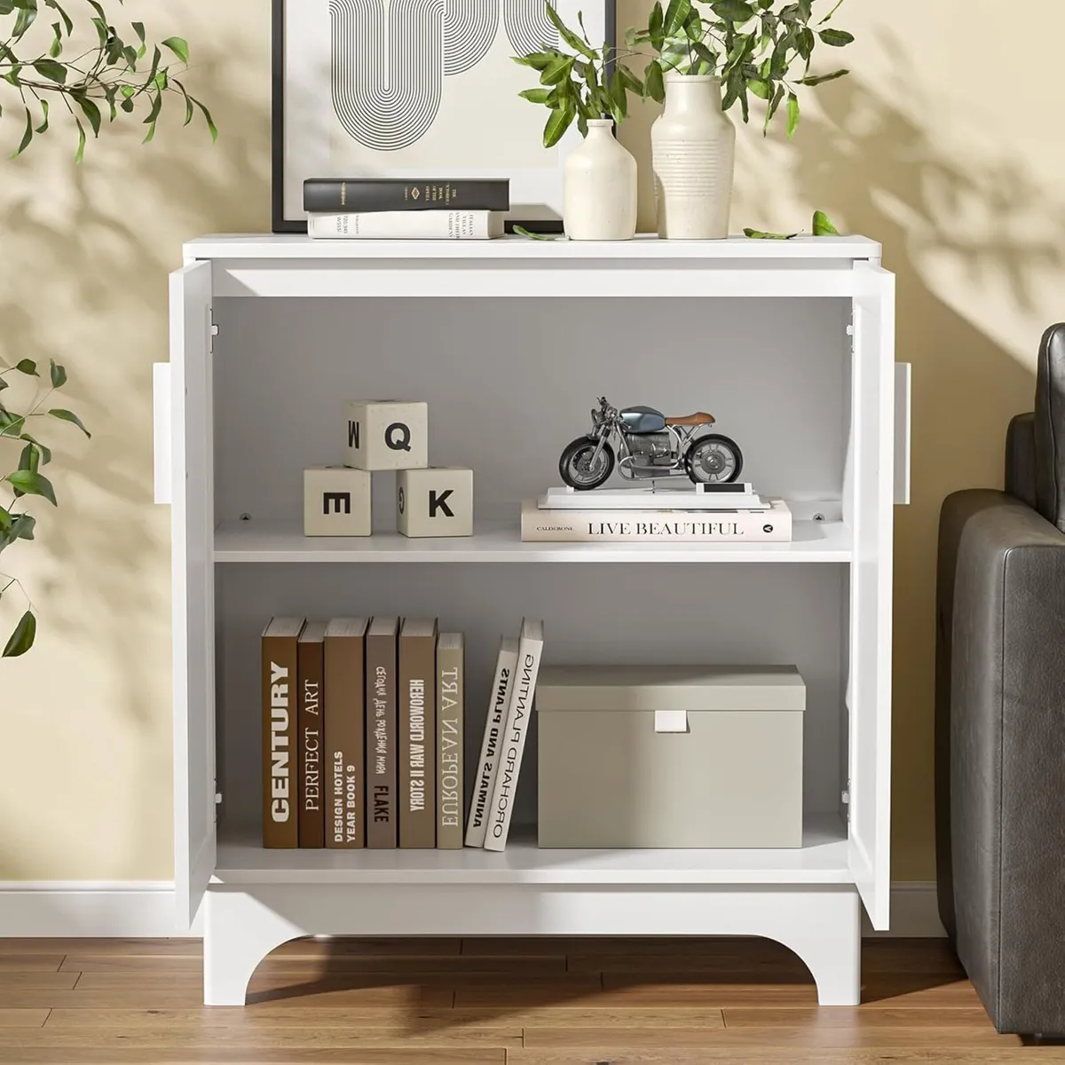 White Sideboard Wooden Buffet Storage Cabinet for - Image 2