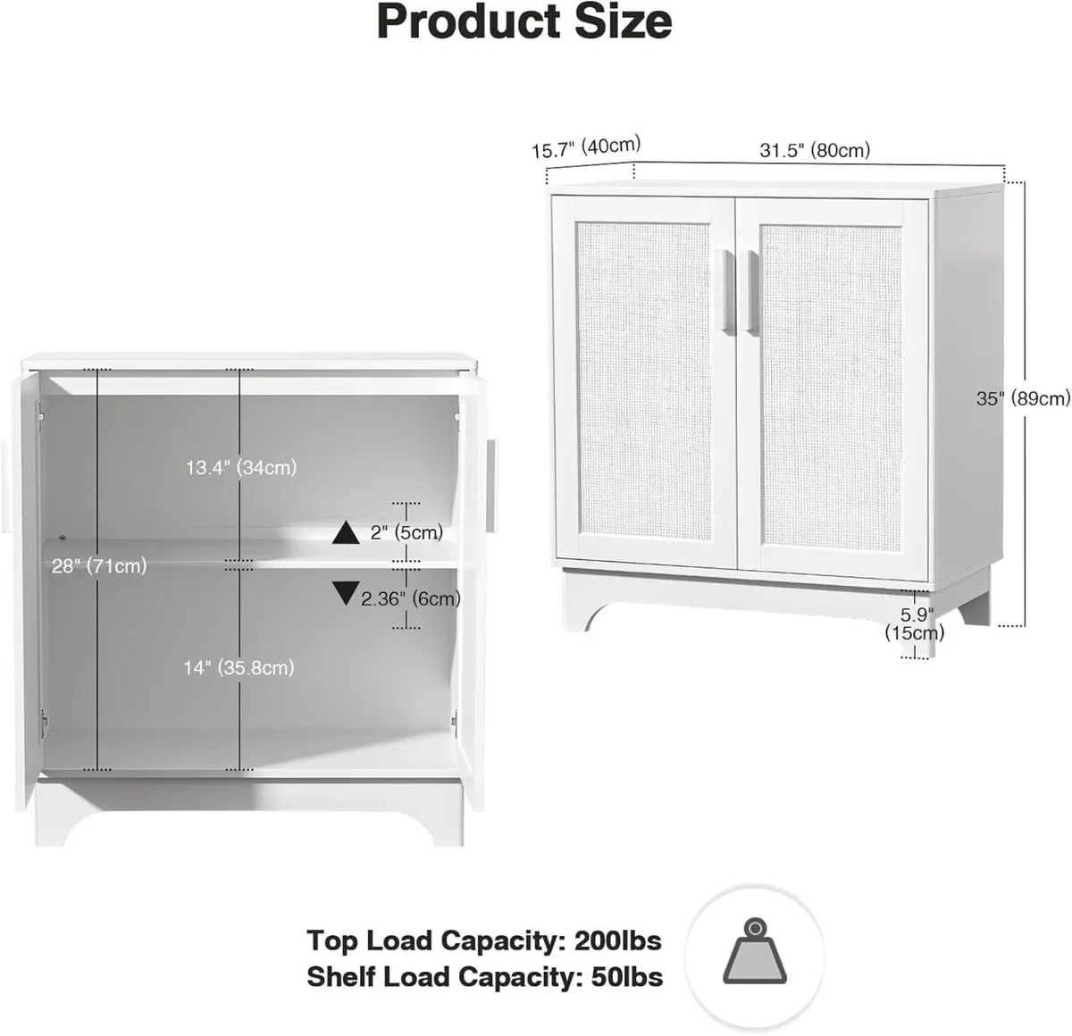 White Sideboard Wooden Buffet Storage Cabinet for - Image 3