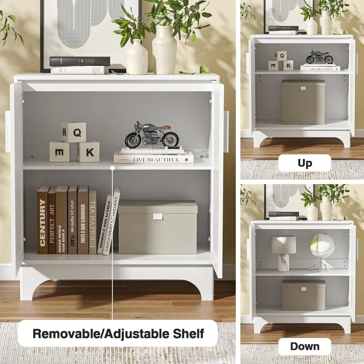 White Sideboard Wooden Buffet Storage Cabinet for - Image 4