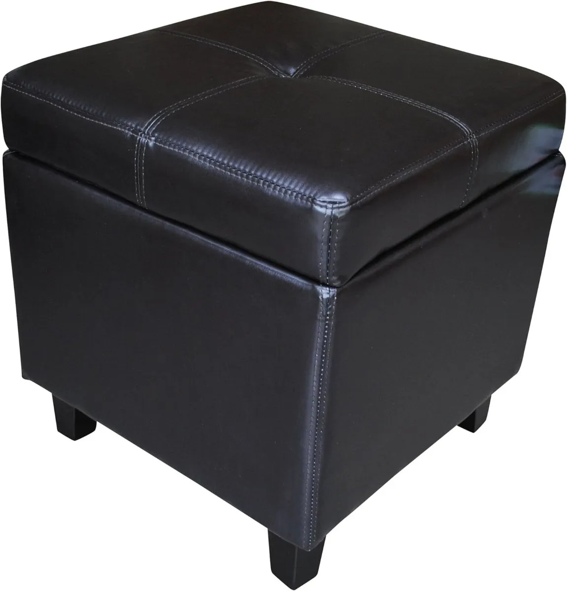 Dark Brown Real Genuine Leather Storage Footstool - Image 1