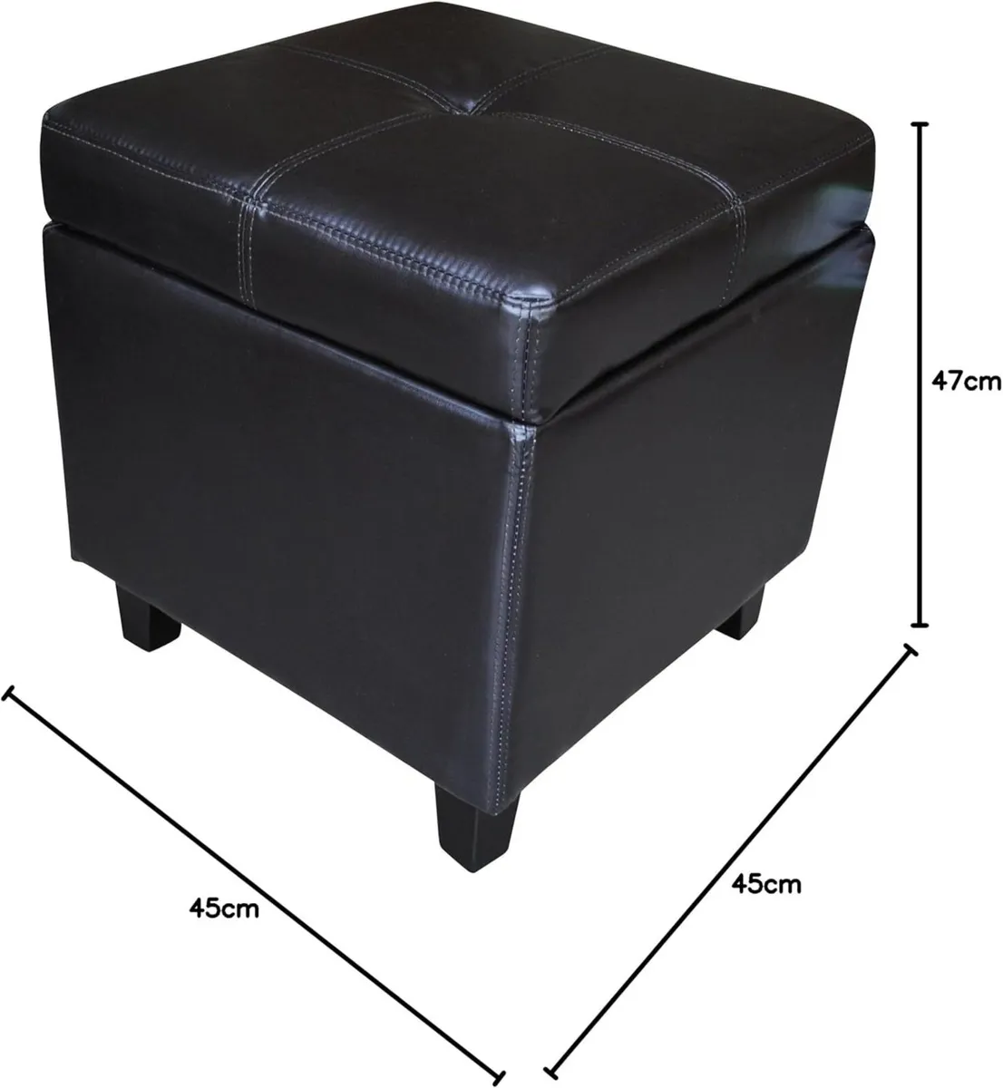 Dark Brown Real Genuine Leather Storage Footstool - Image 2