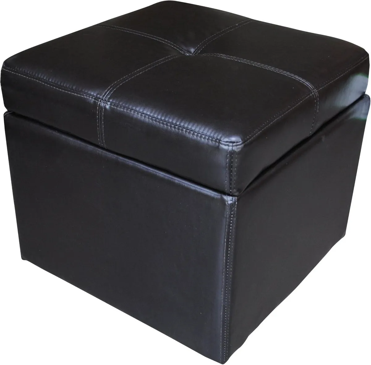 Dark Brown Real Genuine Leather Storage Footstool - Image 4