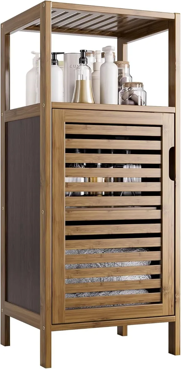 Bathroom Cabinet Bamboo Floor Free Standing 4 - Image 1