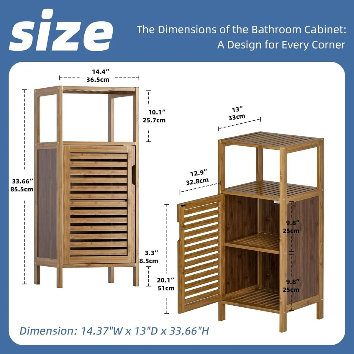Bathroom Cabinet Bamboo Floor Free Standing 4 - Image 3