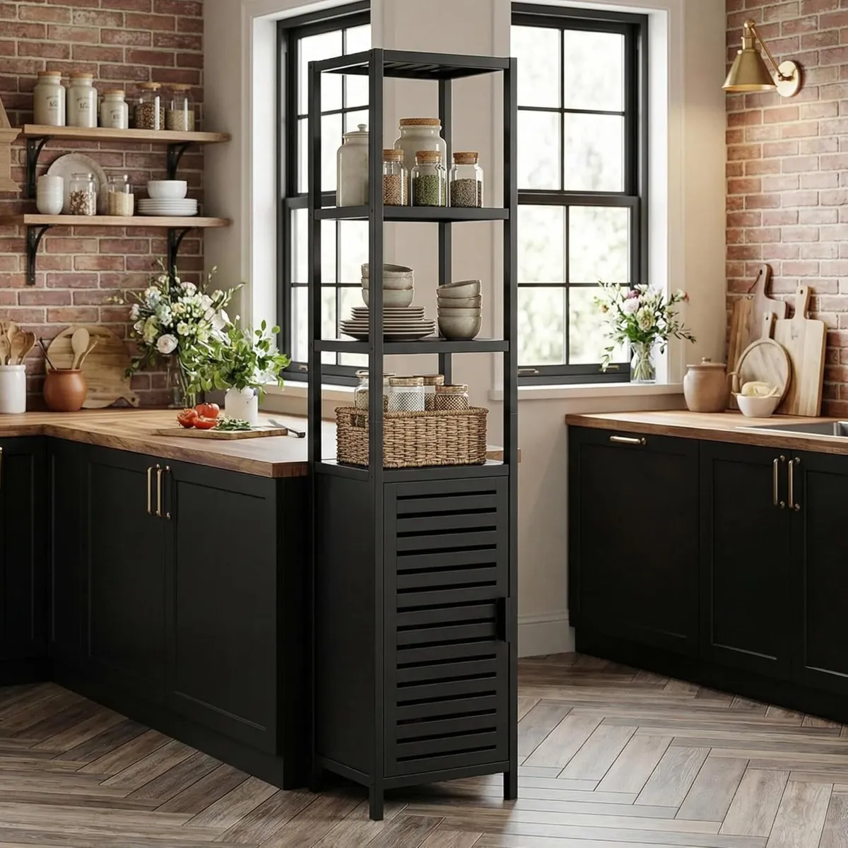 Tall Bathroom Storage Cabinet 67 Inch Bamboo - Image 4