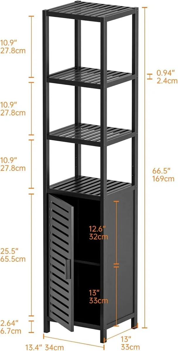 Tall Bathroom Storage Cabinet 67 Inch Bamboo - Image 3