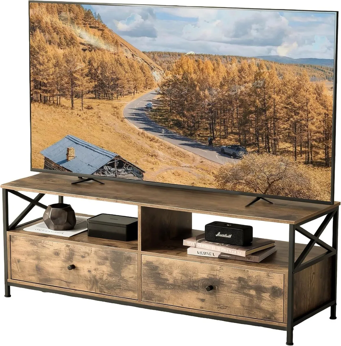 TV Lowboard with 2 Compartments Drawers Fits Up - Image 1