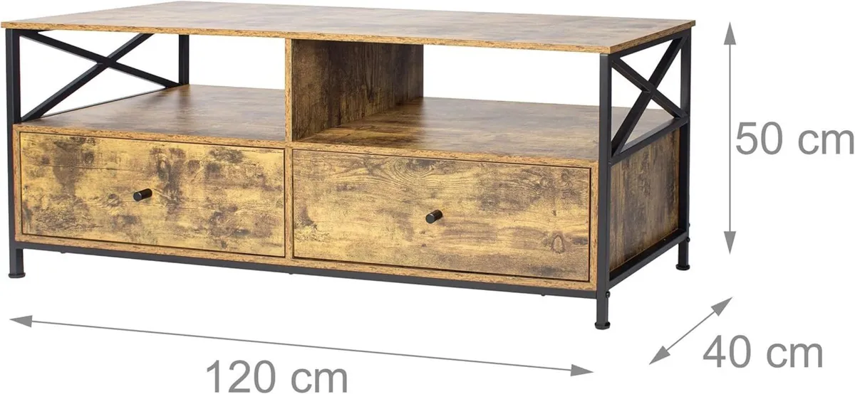 TV Lowboard with 2 Compartments Drawers Fits Up - Image 3