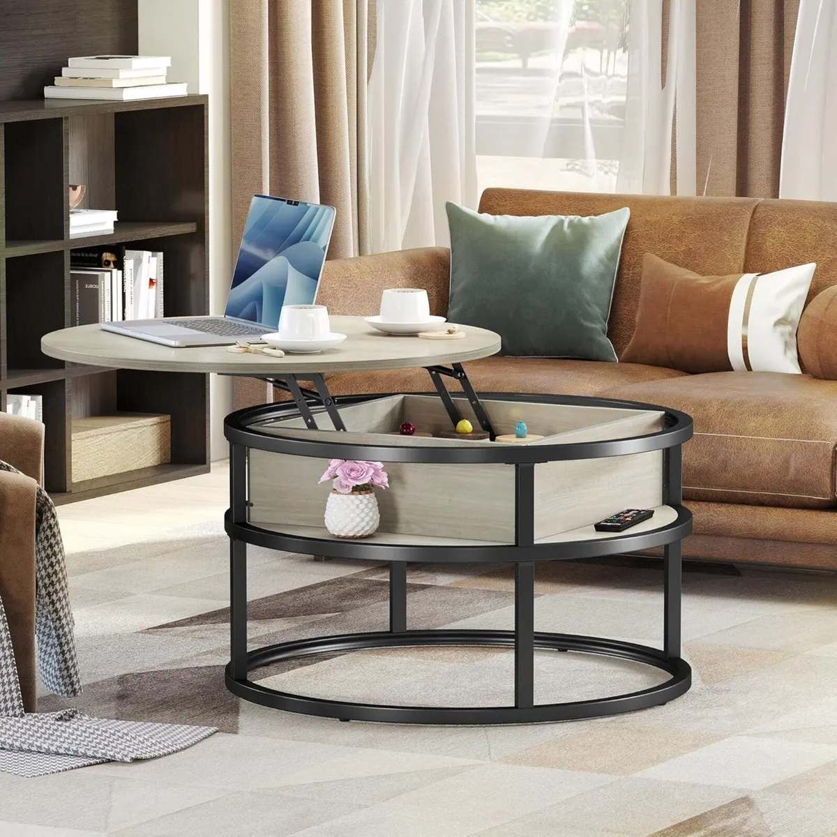 Round Lift Top Coffee Table Tables for Living - Image 4