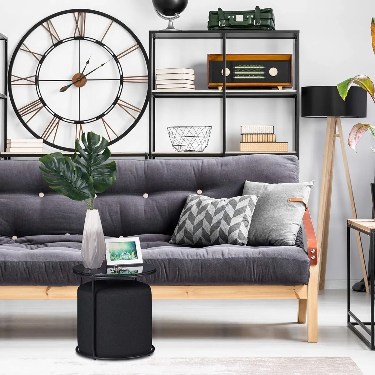 Side Table with Stool Round Coffee Counter - Image 2