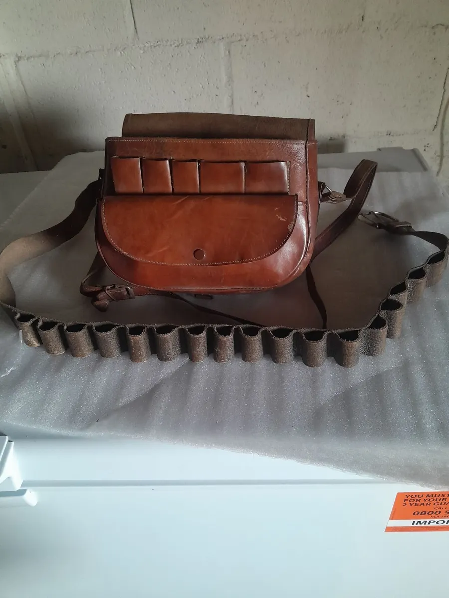 Vintage leather  ammunition bag and belt - Image 1