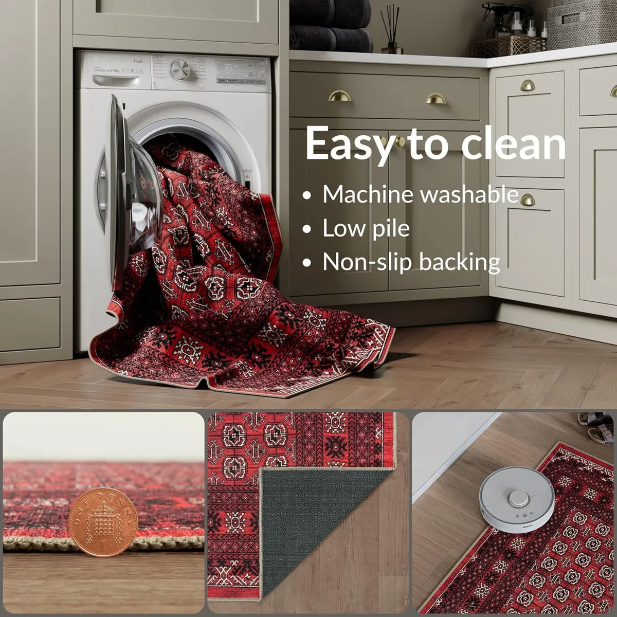 Machine Washable Rug 60x240cm 75% Recycled Cotton - Image 3