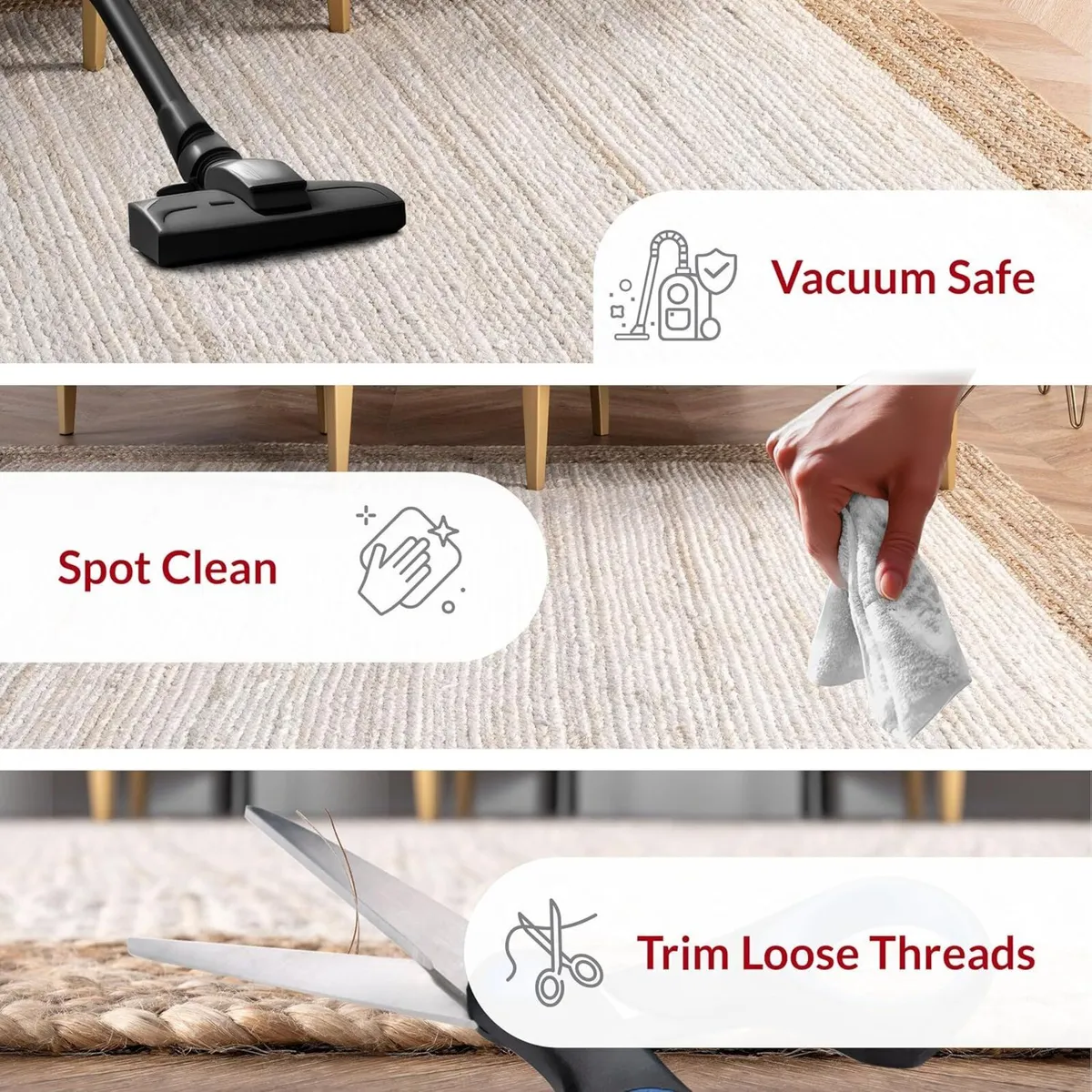 Eleonora Hand Woven Jute Area Rug 5' x 8' White - Image 4