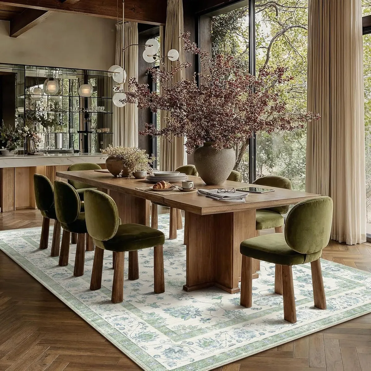 160x230 cm Washable Rugs Living Room Floral - Image 4