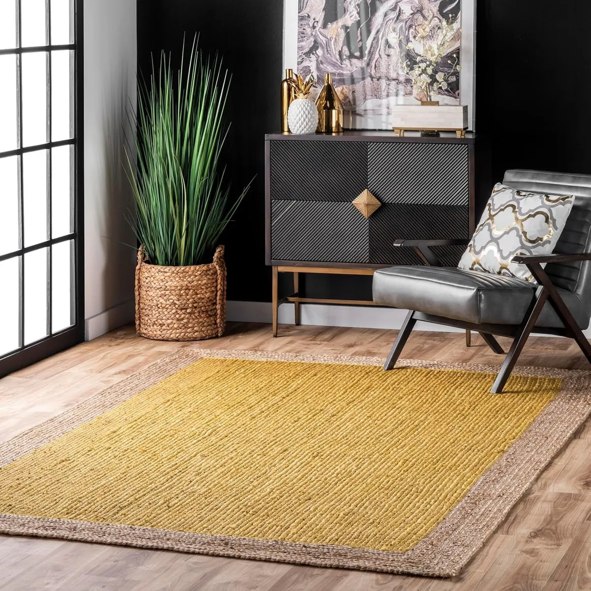 Eleonora Casual Jute Area Rug 4x6 Yellow - Image 1