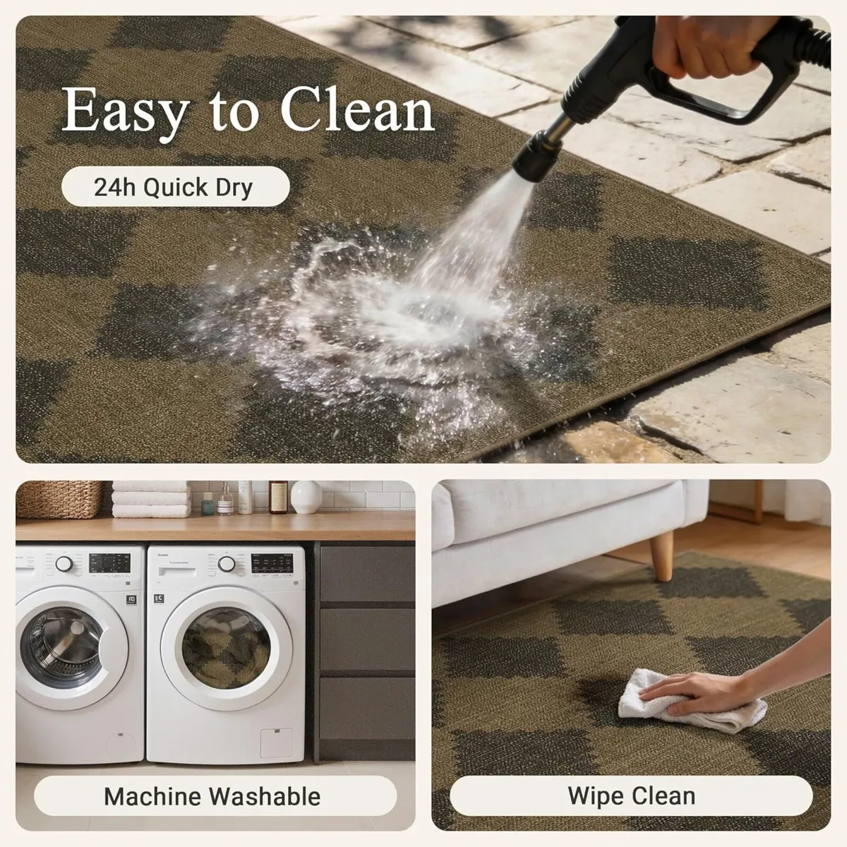 Indoor Outdoor Re-Jute Rug Washable Non Slip - Image 3