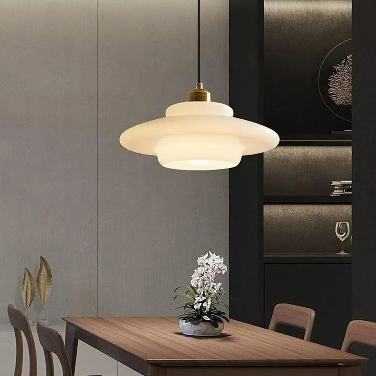 Vintage 32cm White Glass Pendant Light Modern - Image 2
