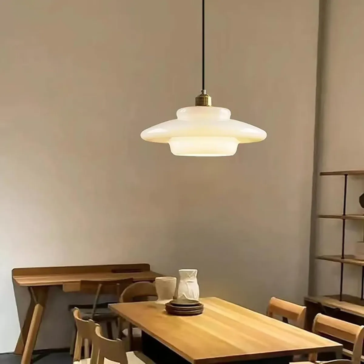 Vintage 32cm White Glass Pendant Light Modern - Image 3