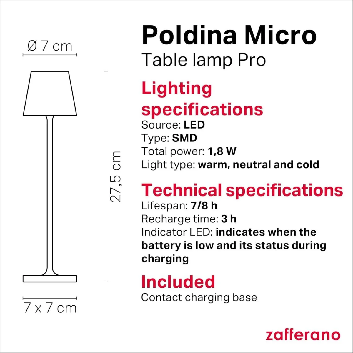 Zafferano Poldina Micro Lamp Rechargeable - Image 3