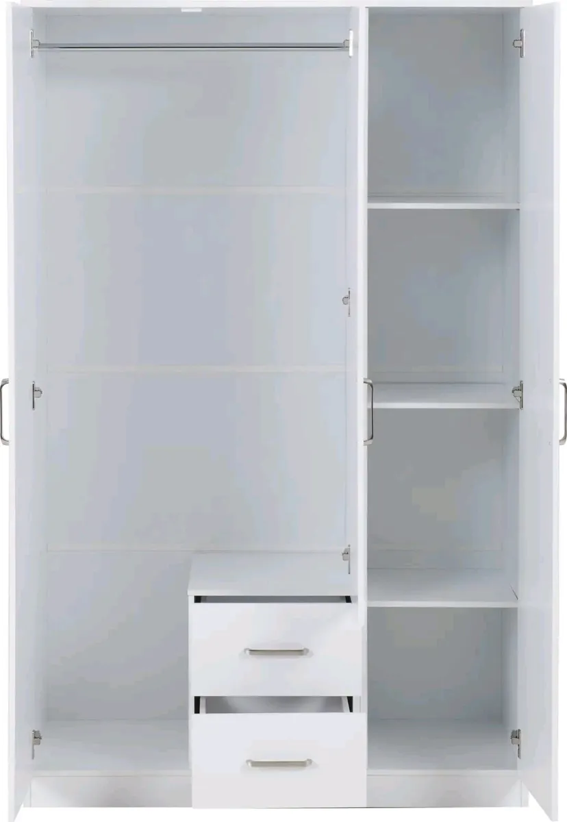 3‑Door White Wardrobe - Image 2