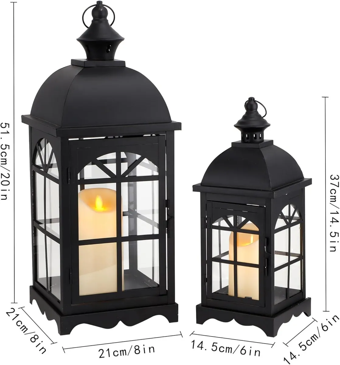 Set of 2 Decorative Vintage Candle Lanterns - Image 2