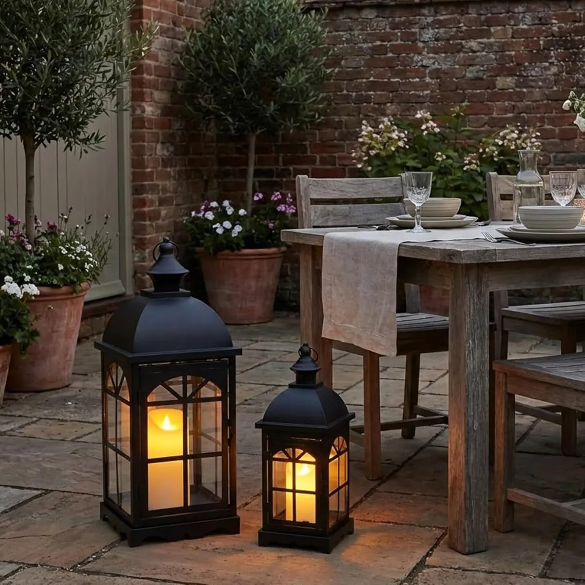 Set of 2 Decorative Vintage Candle Lanterns - Image 4