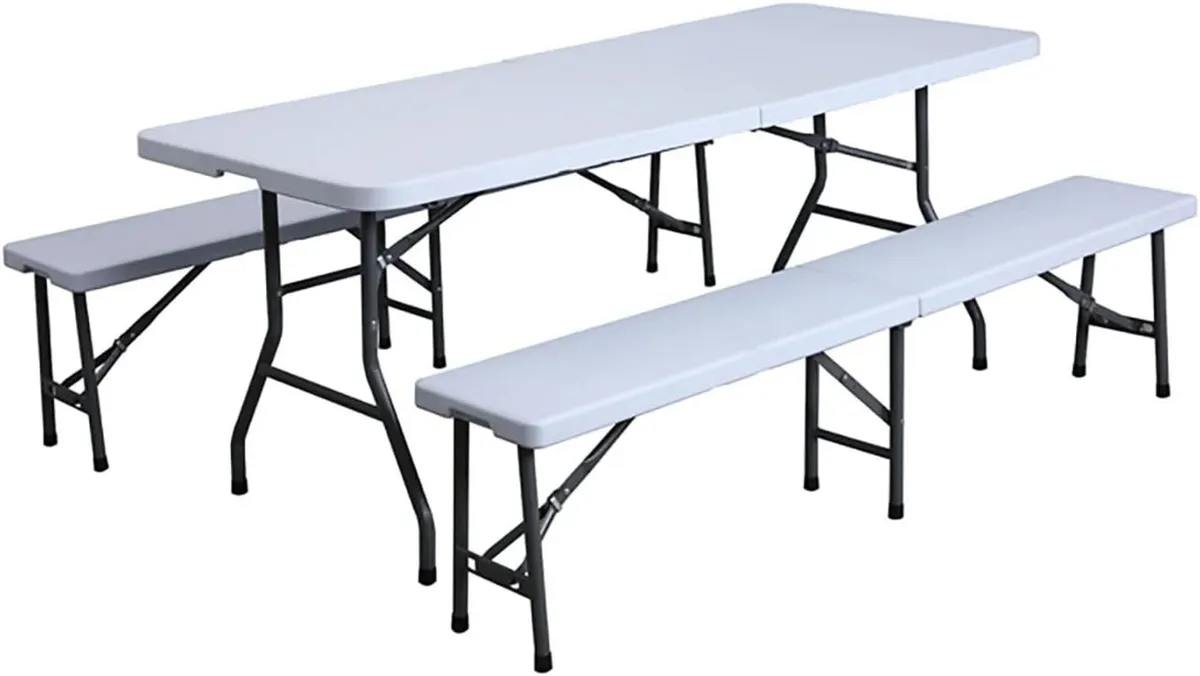Indoor Outdoor Garden Plastic Folding Table Bench - Image 1