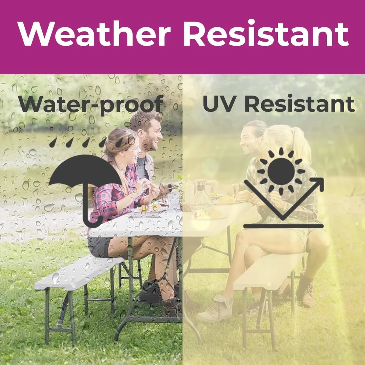 Indoor Outdoor Garden Plastic Folding Table Bench - Image 2