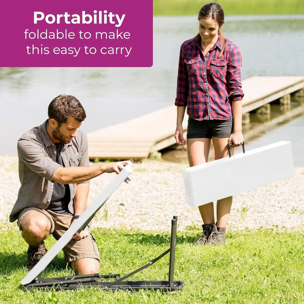 Indoor Outdoor Garden Plastic Folding Table Bench - Image 3