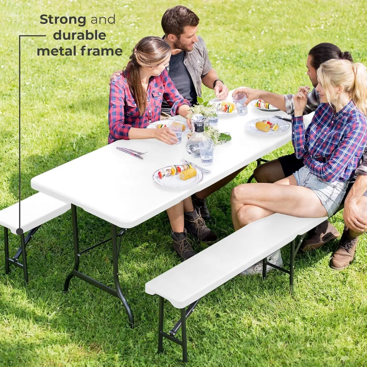 Indoor Outdoor Garden Plastic Folding Table Bench - Image 4