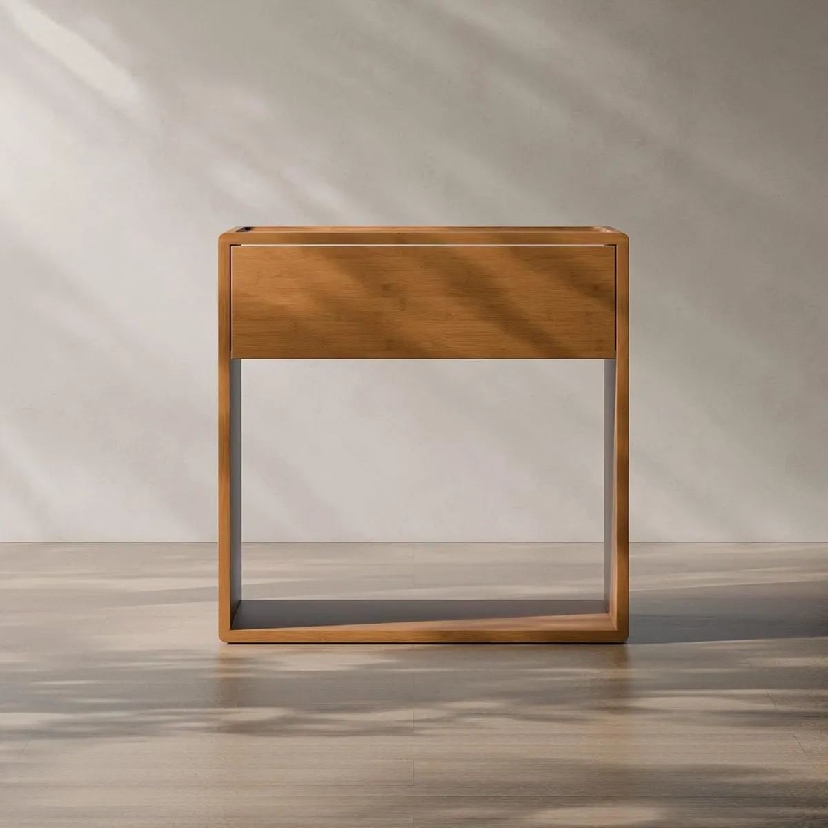 Solid Bamboo Nightstand Sustainable Curved - Image 1