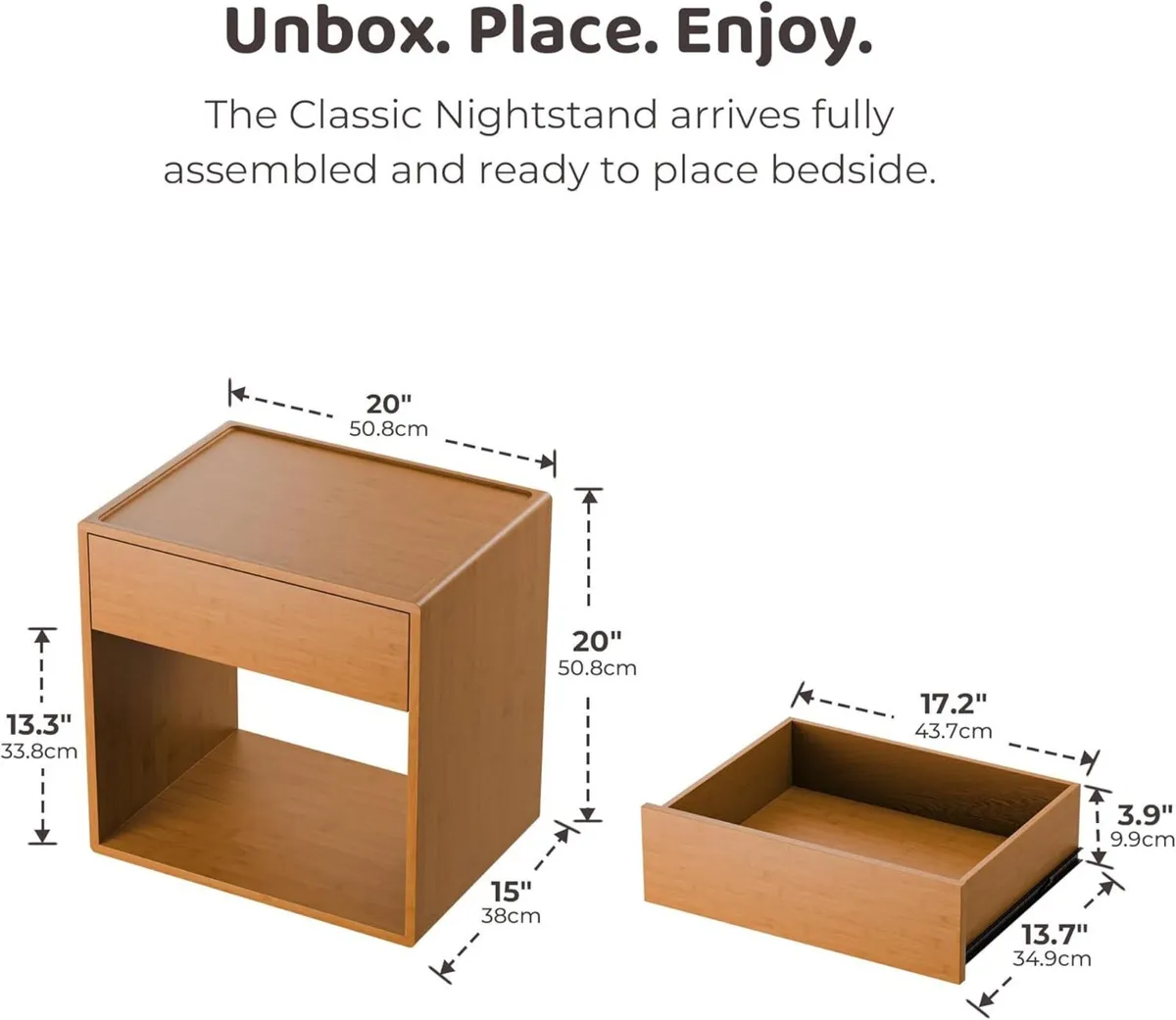 Solid Bamboo Nightstand Sustainable Curved - Image 2