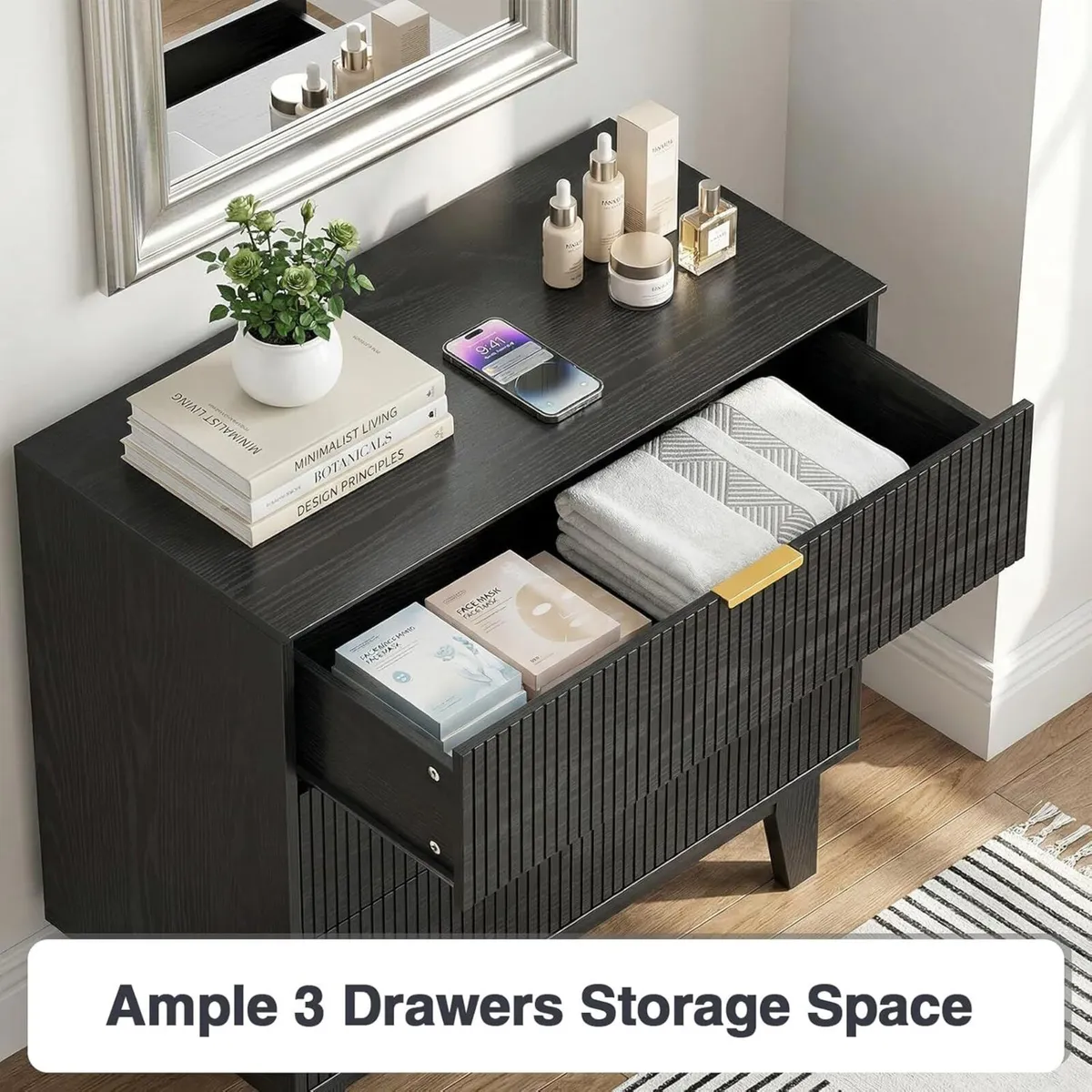 Chest of Drawers with 3 Storage Organizer Wide - Image 3
