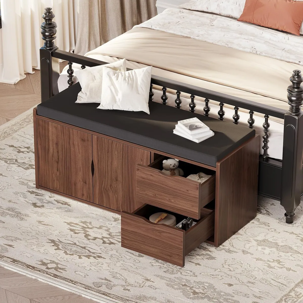 Entryway Storage Bench with Padded Seat Cushion - Image 4