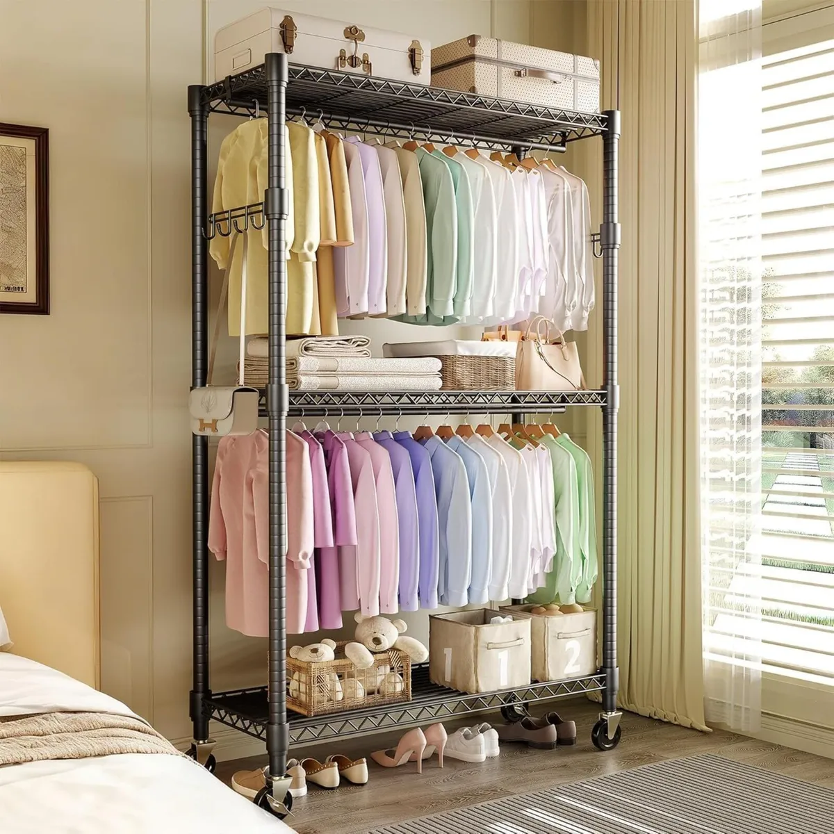 Heavy Duty Rolling Clothes Rack Load 693LBS - Image 2