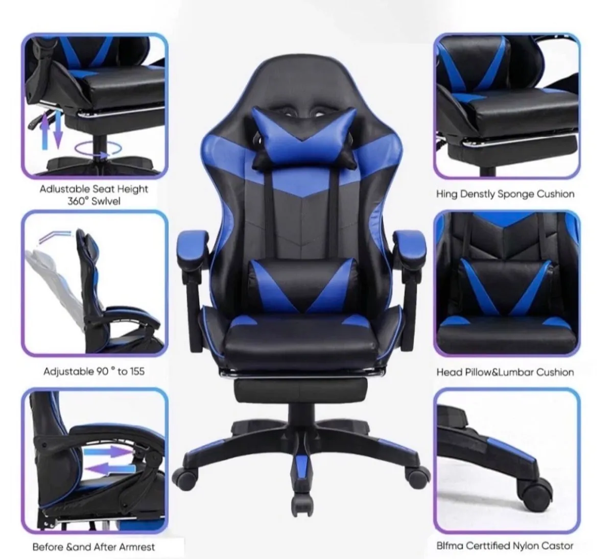 Gaming Chair Reclining Office Chair & Footrest NEW - Image 1