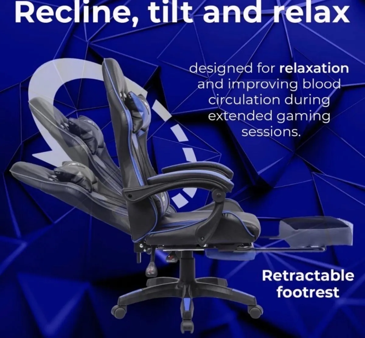 Gaming Chair Reclining Office Chair & Footrest NEW - Image 4