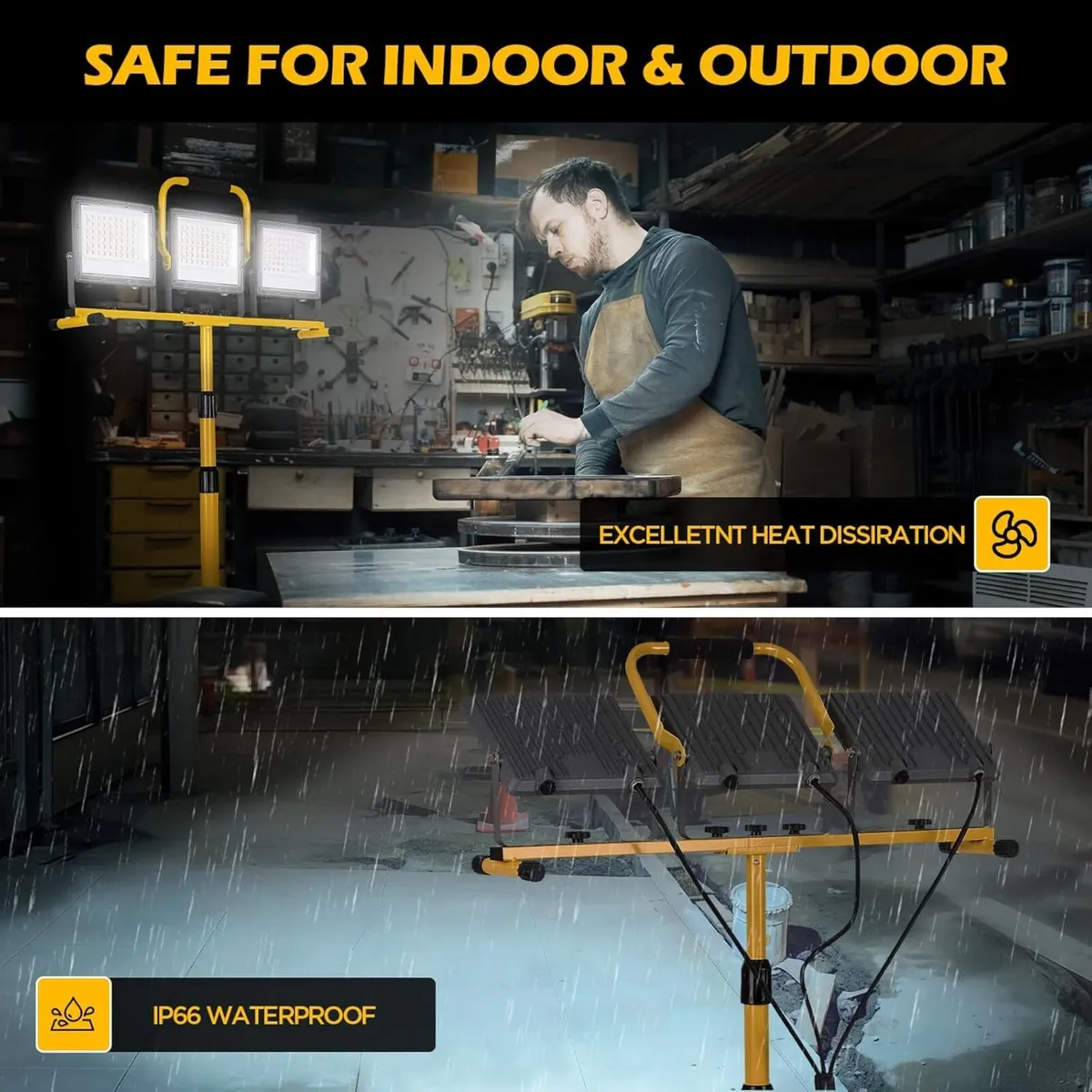 Lumen LED Work Lights with Stand - 3 Adjustable - Image 4