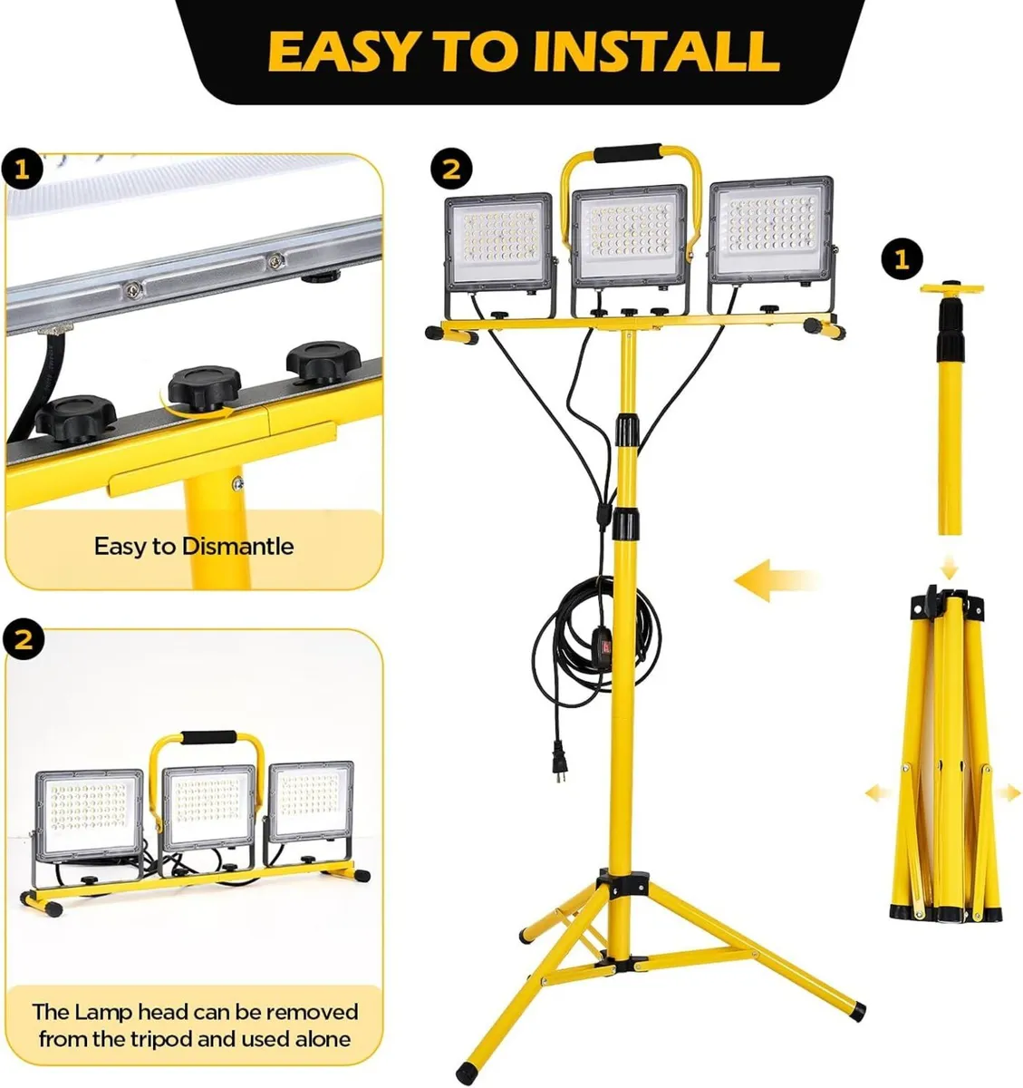 Lumen LED Work Lights with Stand - 3 Adjustable - Image 2