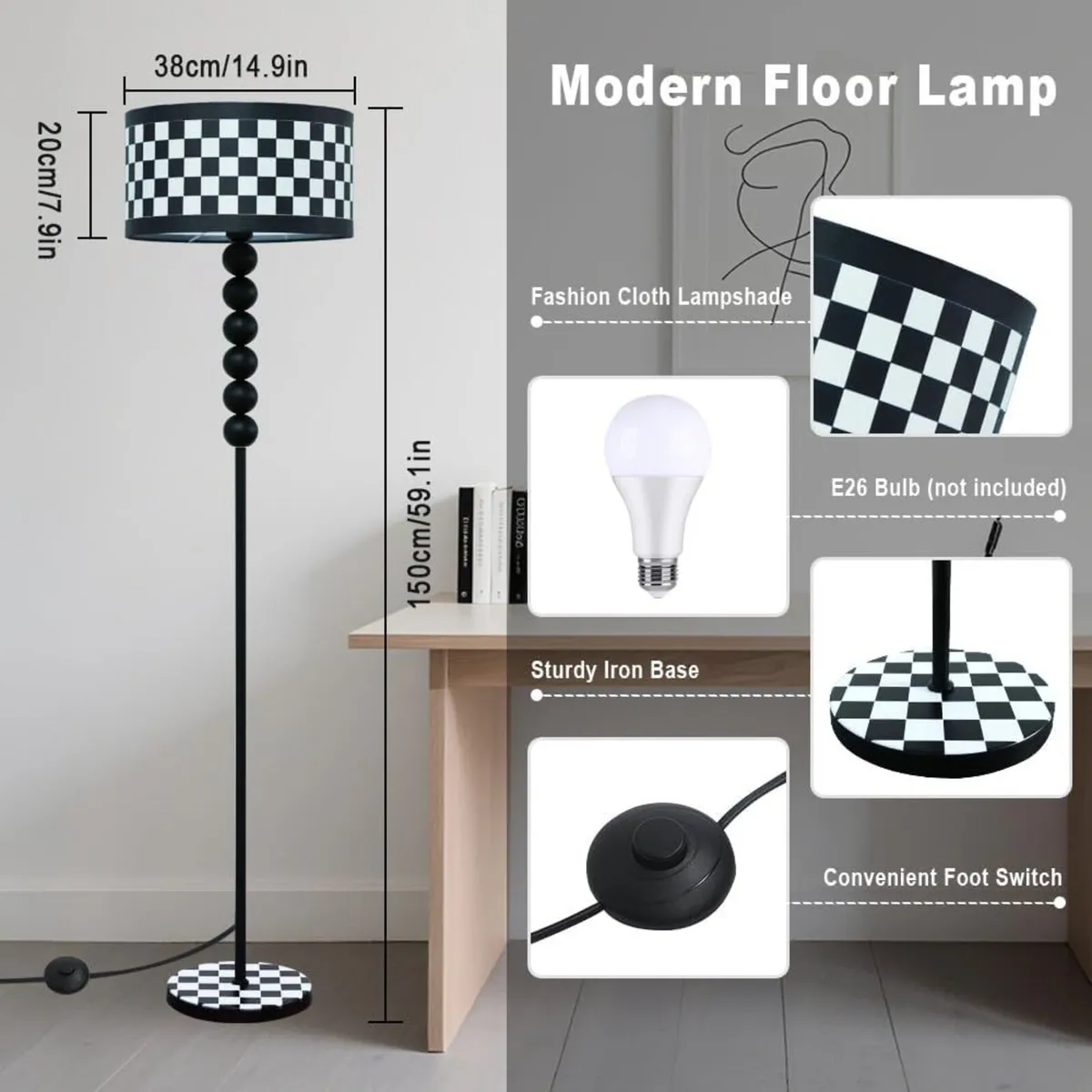 Floor Lamps for Living Room 60 Black Lamp - Image 3