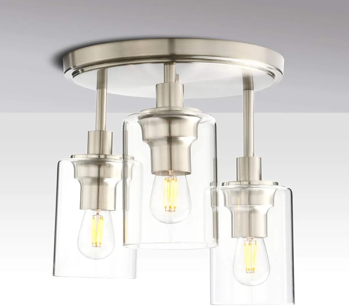 Vintage 3 Way Ceiling Lights Industrial Glass - Image 2