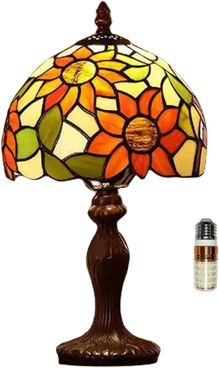 Tiffany Style Table Lamp Sunflower Stained Glass - Image 1