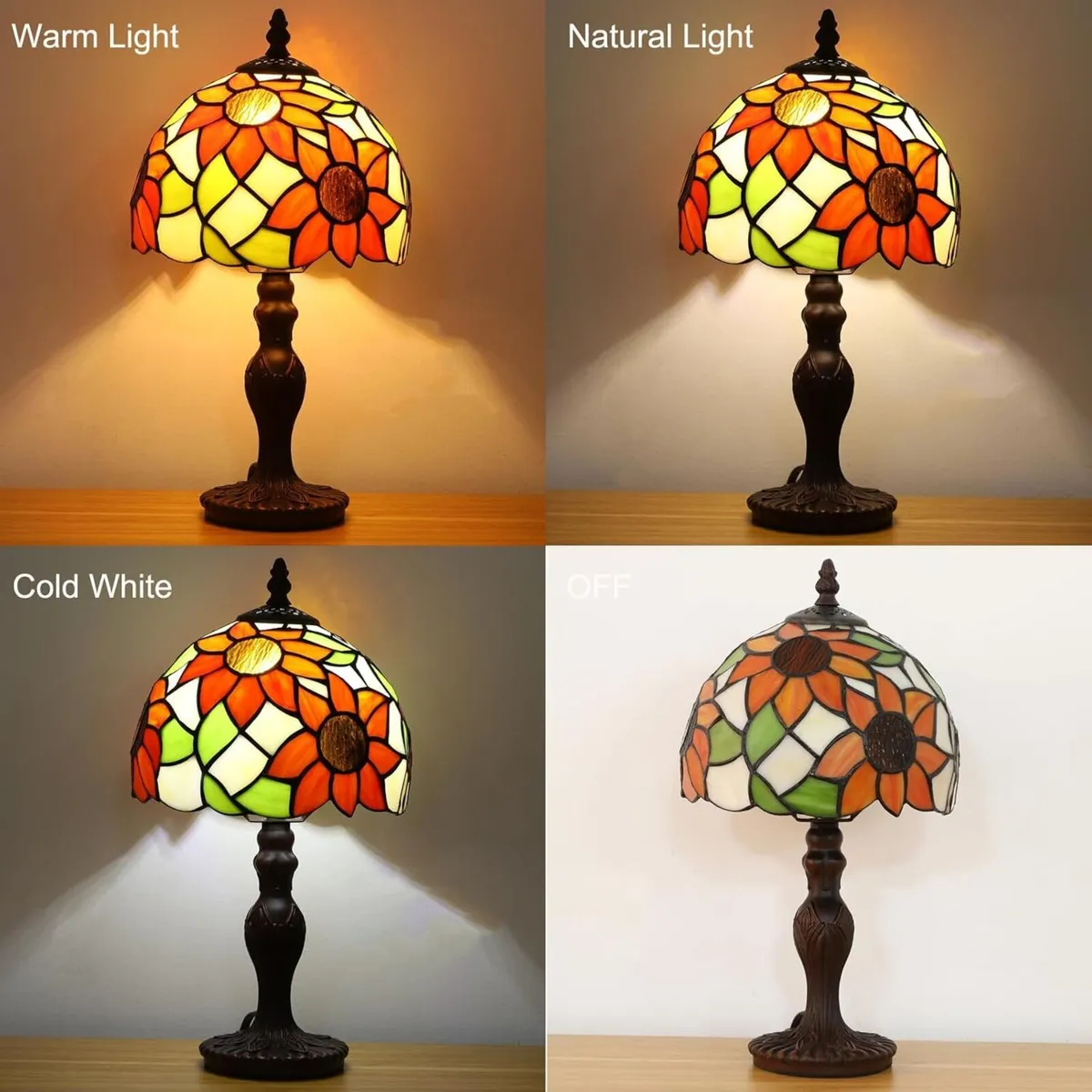 Tiffany Style Table Lamp Sunflower Stained Glass - Image 2