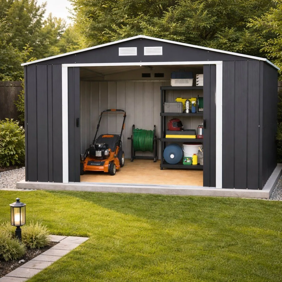 🏡 10x8 ECO Anthracite Steel Garden Shed + FREE Fl - Image 2