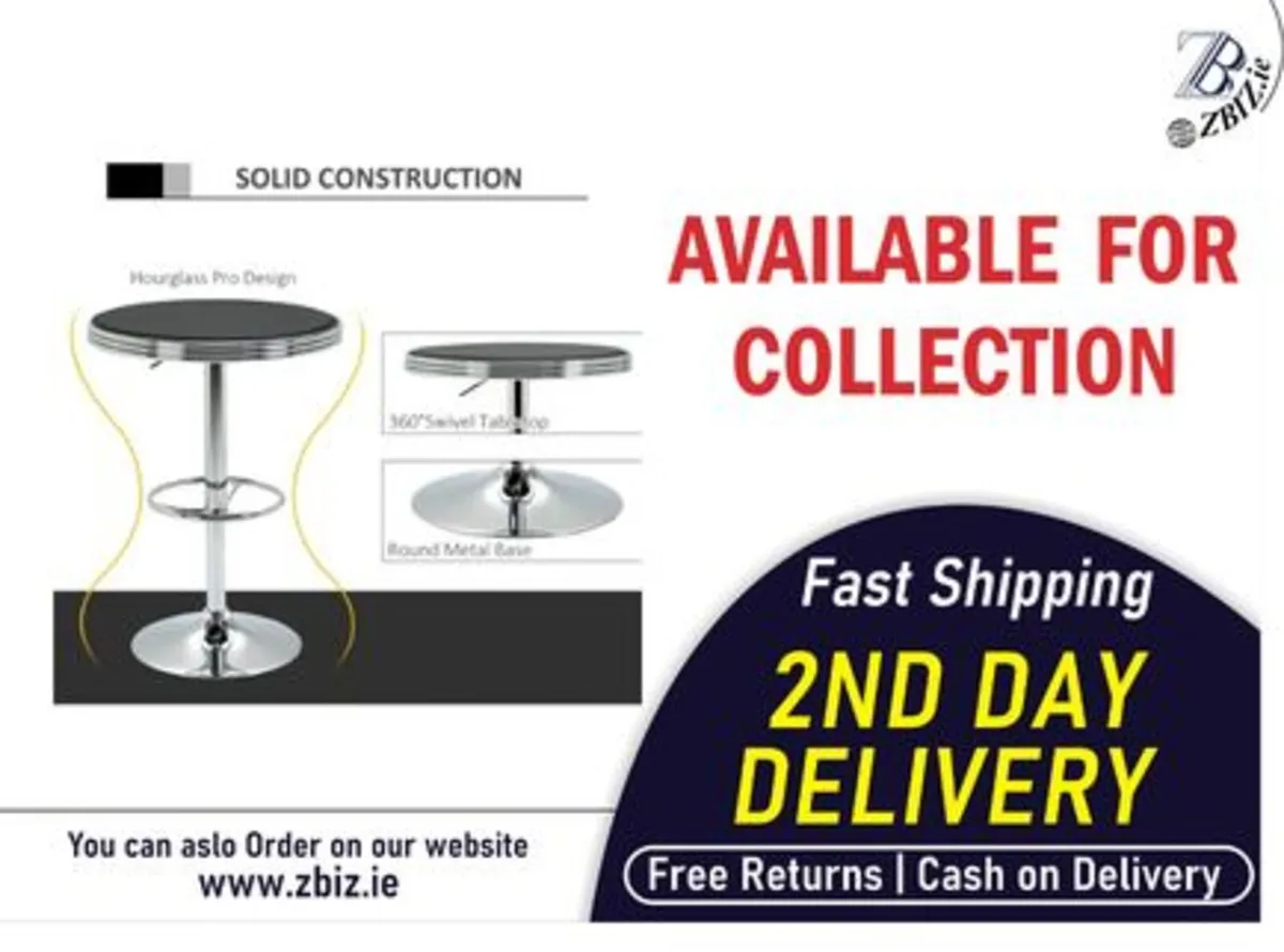 Black Round Bistro Cafe Table Indoor Outdoor Use - Image 1