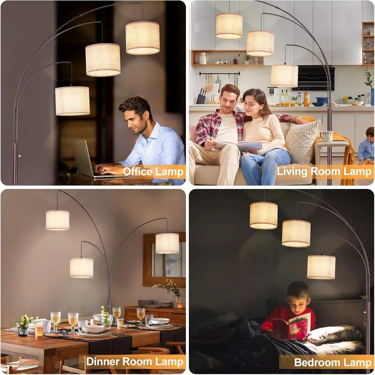 DLLT Modern Floor Lamp for Room: 3-Light Brown - Image 3