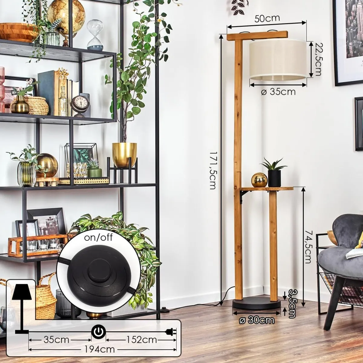 Bassagoda Floor lamp Wooden/Metal/Fabric in - Image 4