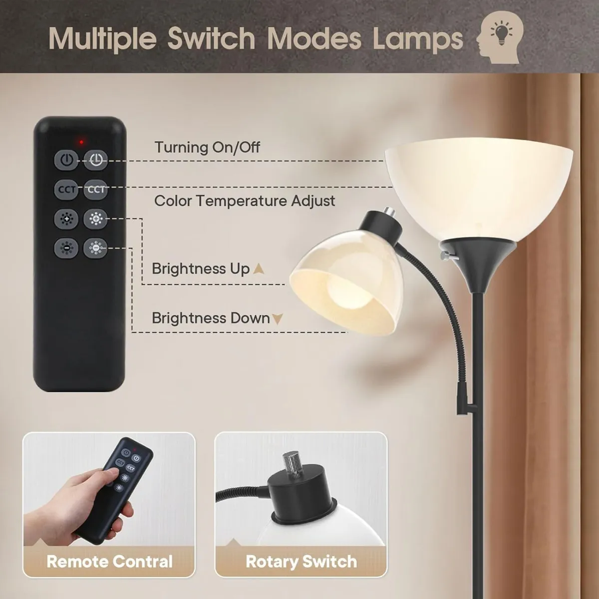 Led Floor Lamp Super Bright 11W+7W 2100LM - Image 4