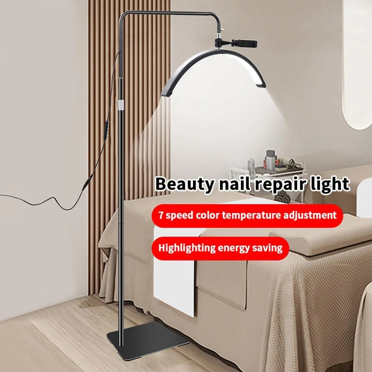 LED Beauty Floor Lamp 24 Inch Arc for Cosmetics - Image 2