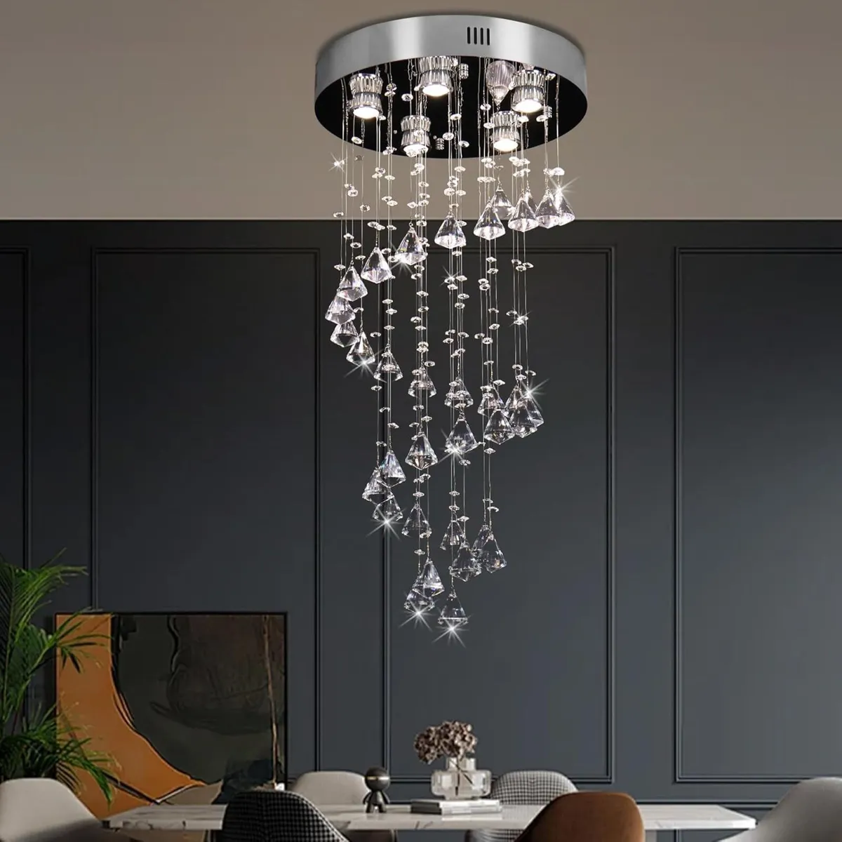 Modern Crystal Chandelier Ceiling Light Spiral - Image 1